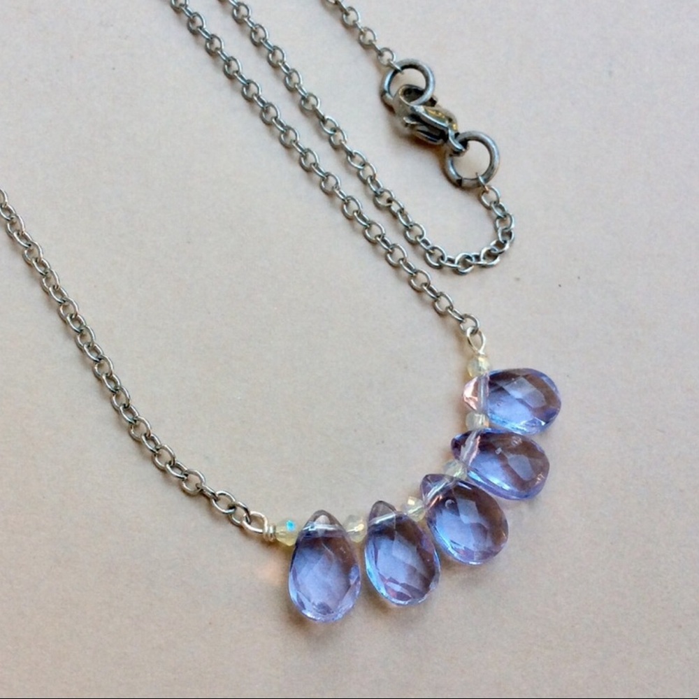 Sundance charm artisan silver necklace tanzanite tone quartz
